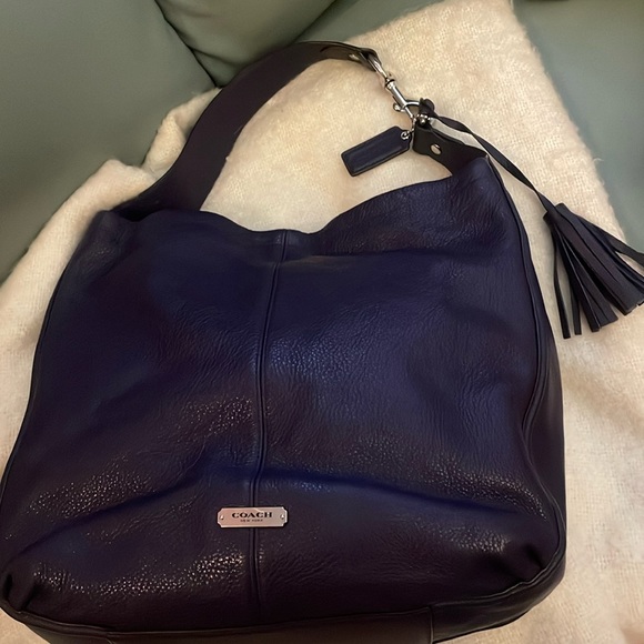 Coach Purple Pebbled Leather Slouchy Style Shoulder Bag💕Excellent🔺FIRM🔺 - Picture 1 of 13